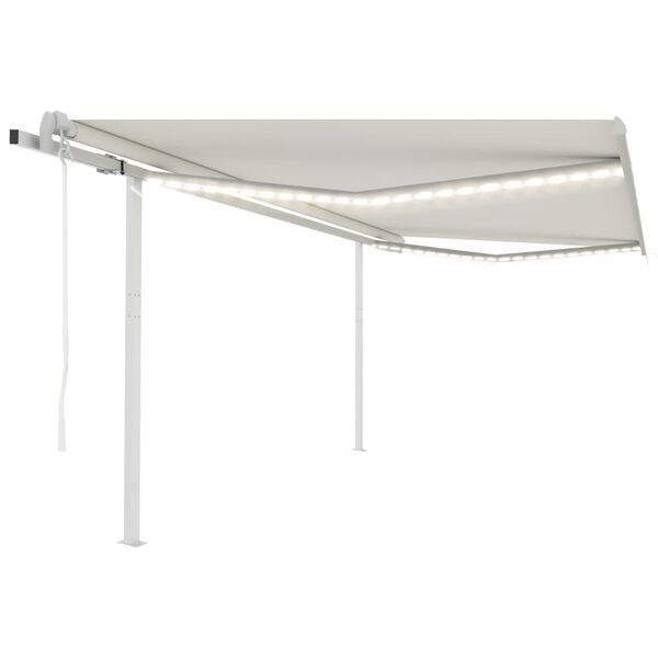vidaXL Toldo autom&aacute;tico con LED y sensor de viento crema 4x3,5 m