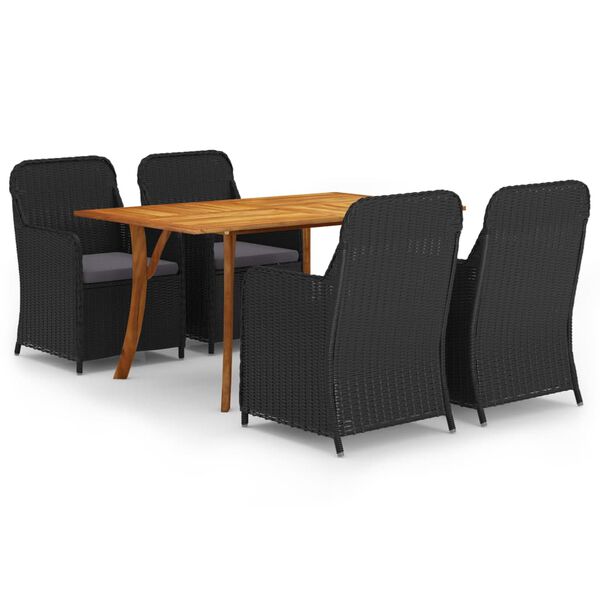 vidaXL Juego de comedor para jard&iacute;n 5 piezas negro