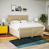 vidaXL Cama box spring con colch&oacute;n tela color crema 200x200 cm