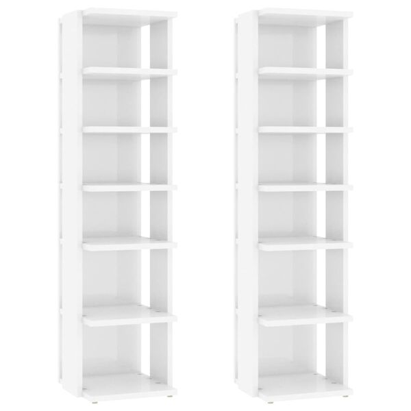 vidaXL Muebles zapateros 2 unidades blanco brillante 27,5x27x102 cm