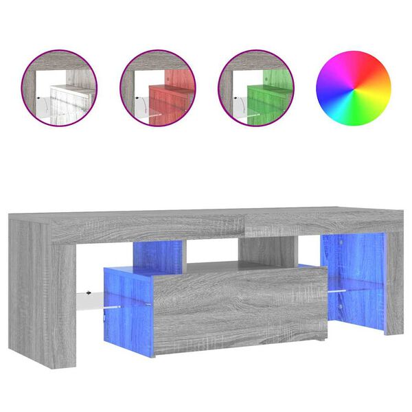 vidaXL Mueble de TV con luces LED gris Sonoma 120x35x40 cm