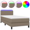vidaXL Cama box spring con colch&oacute;n LED tela gris taupe 90x190 cm