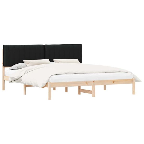 vidaXL Estructura de Cama con Cabecera Tapizada Negro 180 x 200 cm