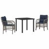 vidaXL Conjunto de Comedor de Jard&iacute;n 3 uds. Gris y Negro Rat&aacute;n