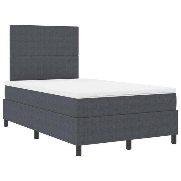 vidaXL Cama tipo Box Spring Gris oscuro y blanco 203 x 120 x 128 cm