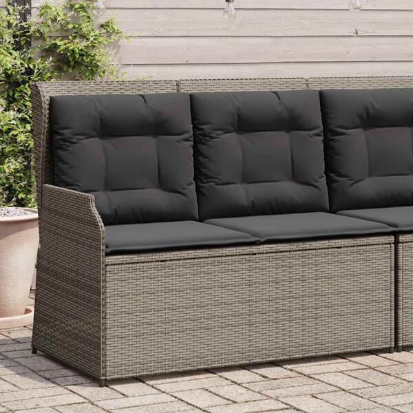 vidaXL Sill&oacute;n reclinable de jard&iacute;n con cojines rat&aacute;n sint&eacute;tico gris
