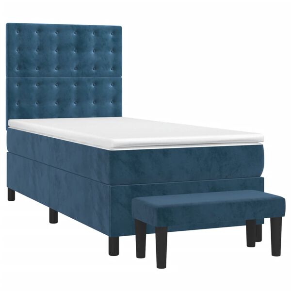 vidaXL Cama box spring con colch&oacute;n terciopelo azul oscuro 80x200 cm