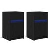 vidaXL Armario de Noche LED 2 uds. Roble negro 38 x 34 x 61 cm
