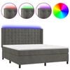 vidaXL Cama box spring colch&oacute;n y LED terciopelo gris oscuro 180x200 cm