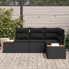 vidaXL Conjunto de sof&aacute;s de jard&iacute;n 4 pcs Negro Rat&aacute;n sint&eacute;tico