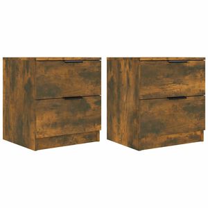 vidaXL Mesitas de noche 2 uds madera contrachapada color roble ahumado