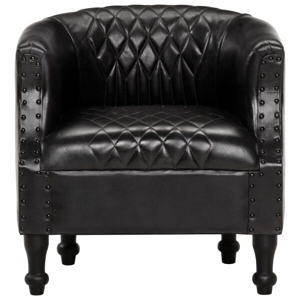 vidaXL Sill&oacute;n de cuero aut&eacute;ntico negro 62x58x65 cm
