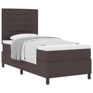 vidaXL Cama tipo Box Spring con colch&oacute;n Marr&oacute;n Oscuro 90 x 190 cm tela
