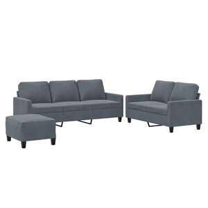 vidaXL Juego de sof&aacute;s con cojines 3 piezas terciopelo gris oscuro