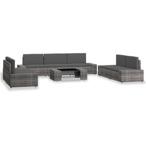 vidaXL Juego de muebles de jard&iacute;n 8 piezas rat&aacute;n sint&eacute;tico gris