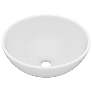 vidaXL Lavabo de lujo redondo cer&aacute;mica blanco mate 32,5x14 cm