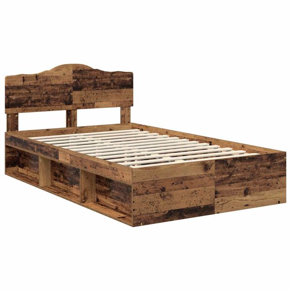 vidaXL Estructura de cama con cabecera Madera vieja 120 x 200 cm