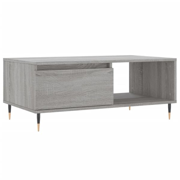 vidaXL Mesa de centro madera contrachapada gris Sonoma 90x50x36,5 cm