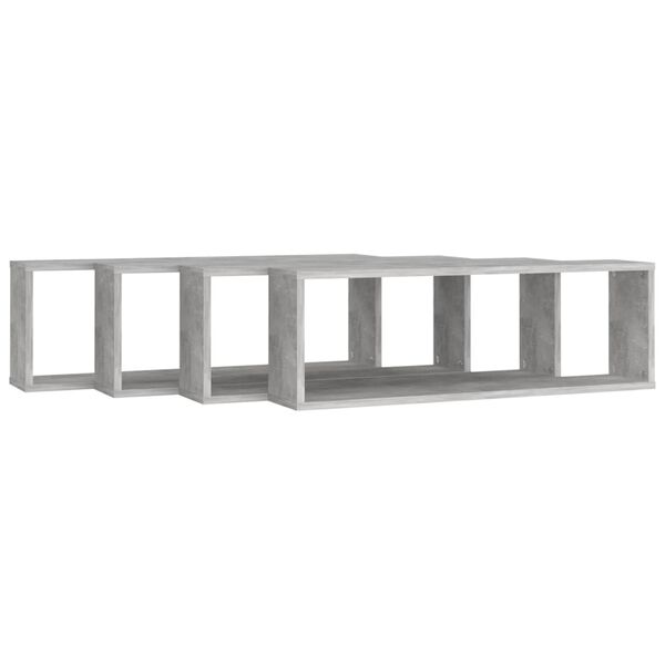 vidaXL Estante de pared 4 uds contrachapado gris hormigón 80x15x26,5cm