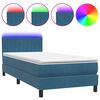 vidaXL Cama box spring con colch&oacute;n y LED terciopelo azul oscuro 100x220 cm