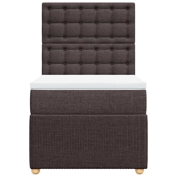 vidaXL Cama box spring con colch&oacute;n tela marr&oacute;n oscuro 90x190 cm
