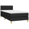 vidaXL Cama box spring con colch&oacute;n y LED tela negro 90x190 cm