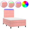 vidaXL Cama box spring colch&oacute;n y LED terciopelo rosa 120x200 cm