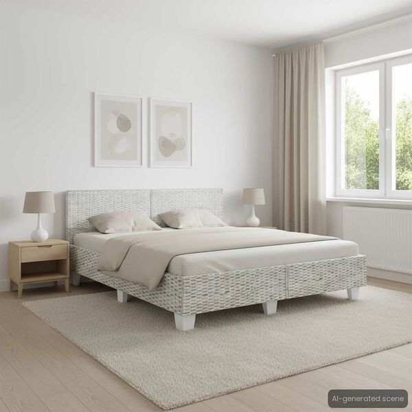 vidaXL Estructura de cama sin colchón ratán natural gris 180x200 cm