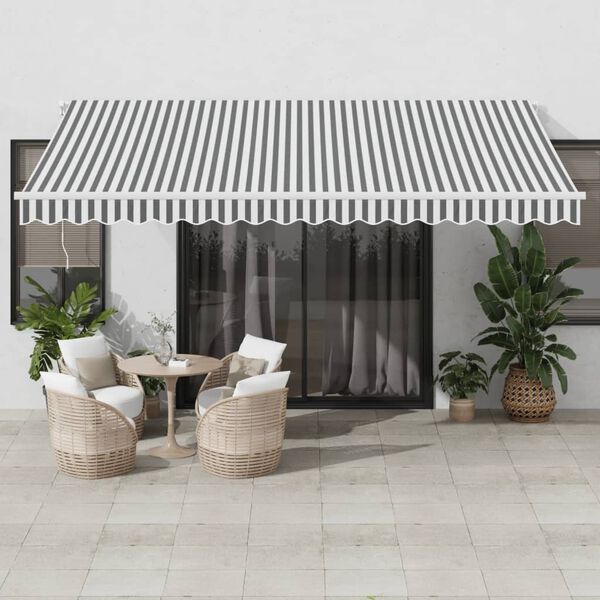 vidaXL Toldo retráctil automático gris antracita y blanco 450x350 cm