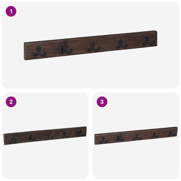 vidaXL Percha Marr&oacute;n 60 x 7 x 8 cm Madera s&oacute;lida recuperada