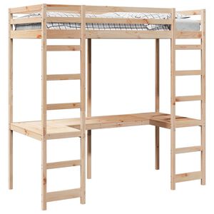 vidaXL Estructura de cama alta Natural 90 x 200 cm