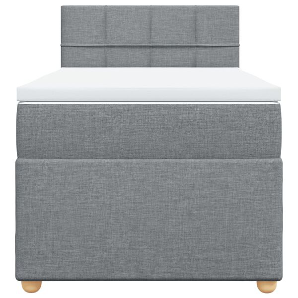 vidaXL Cama box spring con colch&oacute;n tela gris claro 90x190 cm