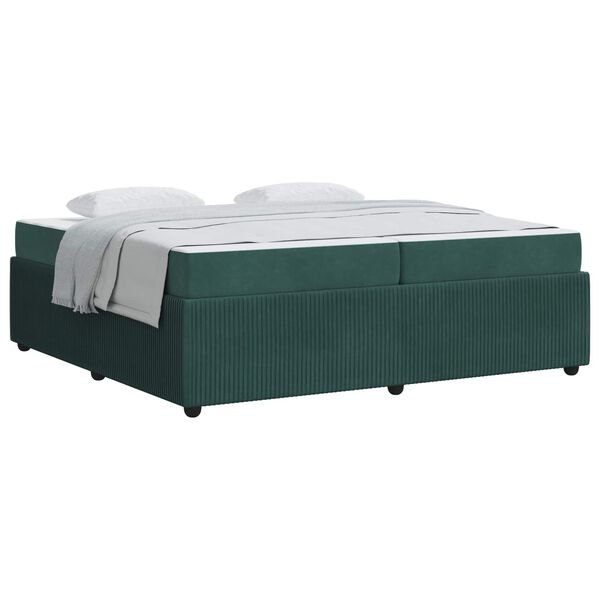 vidaXL Estructura de cama con colch&oacute;n Verde oscuro 200 x 200 cm tela