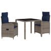 vidaXL Juego de comedor para exteriores 3 pcs rat&aacute;n sint&eacute;tico