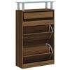vidaXL Mueble zapatero madera contrachapada marr&oacute;n roble 63x24x104 cm