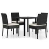 vidaXL Conjunto de comedor de jard&iacute;n 5 piezas rat&aacute;n sint&eacute;tico negro