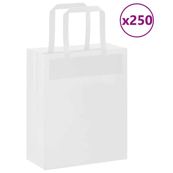 vidaXL Bolsas de papel con asas 250 uds blanca 18x8x22 cm