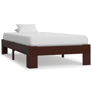 vidaXL Estructura cama sin colch&oacute;n madera pino marr&oacute;n oscuro 90x200 cm