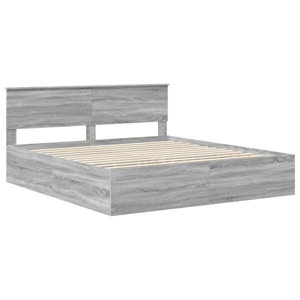 vidaXL Estructura de cama con cabecera Gris Sonoma 200 x 200 cm