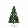 vidaXL Medio &aacute;rbol de Navidad con luces y bolas verde 240 cm