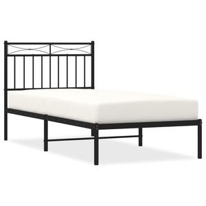 vidaXL Estructura cama sin colch&oacute;n con cabecero metal negro 90x190 cm