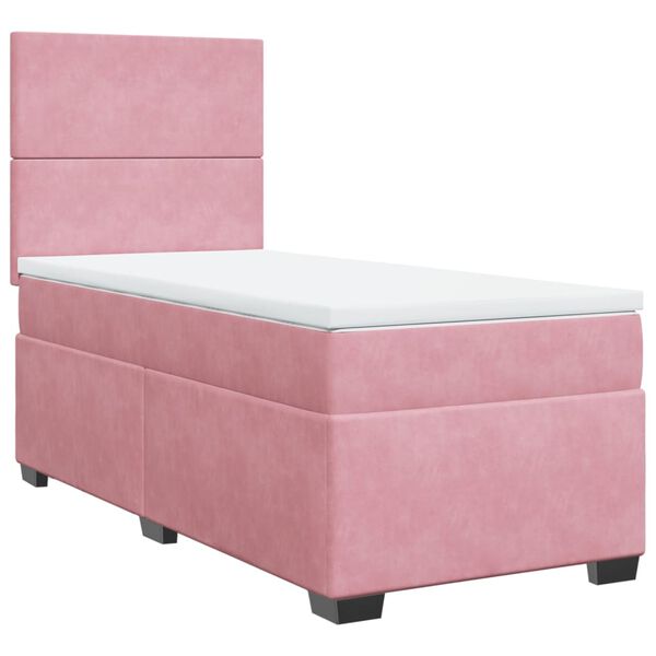vidaXL Cama box spring con colch&oacute;n terciopelo rosa 90x190 cm
