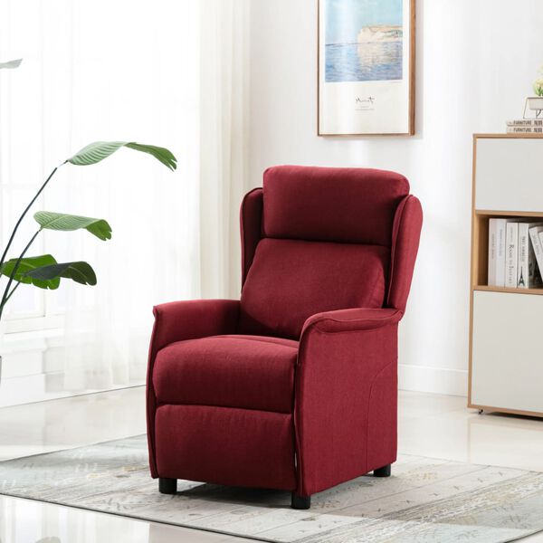 vidaXL Sillón de masaje de tela rojo tinto
