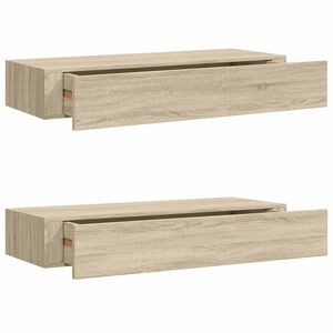 vidaXL Estantes de pared con caj&oacute;n 2 uds MDF roble 60x23,5x10 cm