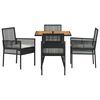 vidaXL Conjunto de Comedor de Jardín 5 pcs Negro ratán sintético