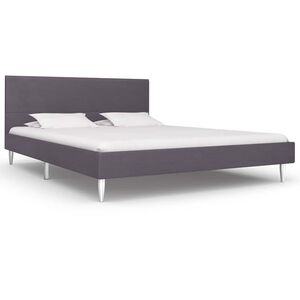 vidaXL Estructura de cama sin colch&oacute;n de tela gris 135x190 cm