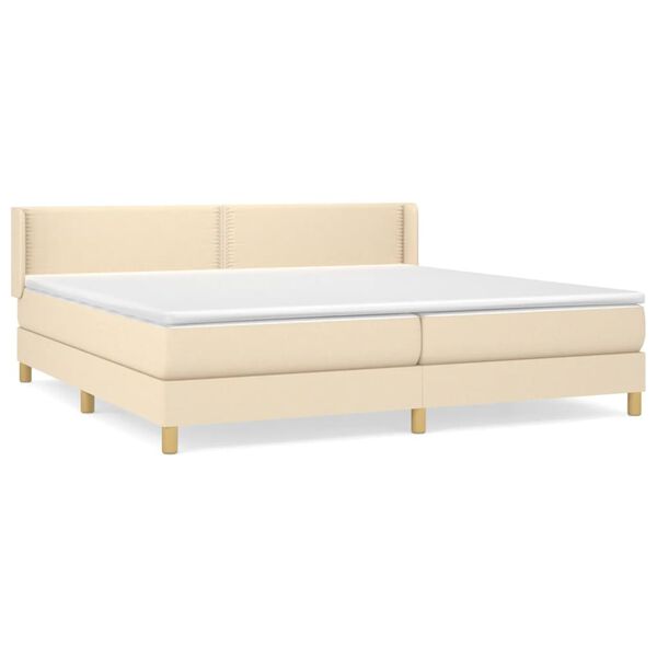 vidaXL Cama box spring con colchón tela color crema 200x200 cm