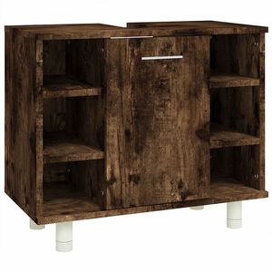 vidaXL Armario de ba&ntilde;o madera contrachapada roble ahumado 60x32x53,5cm