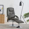 vidaXL Sill&oacute;n de masaje reclinable con reposapi&eacute;s cuero sint&eacute;tico gris