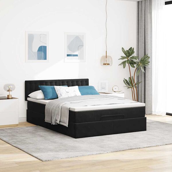 vidaXL Estructura de cama otomana con colchón terciopelo negro